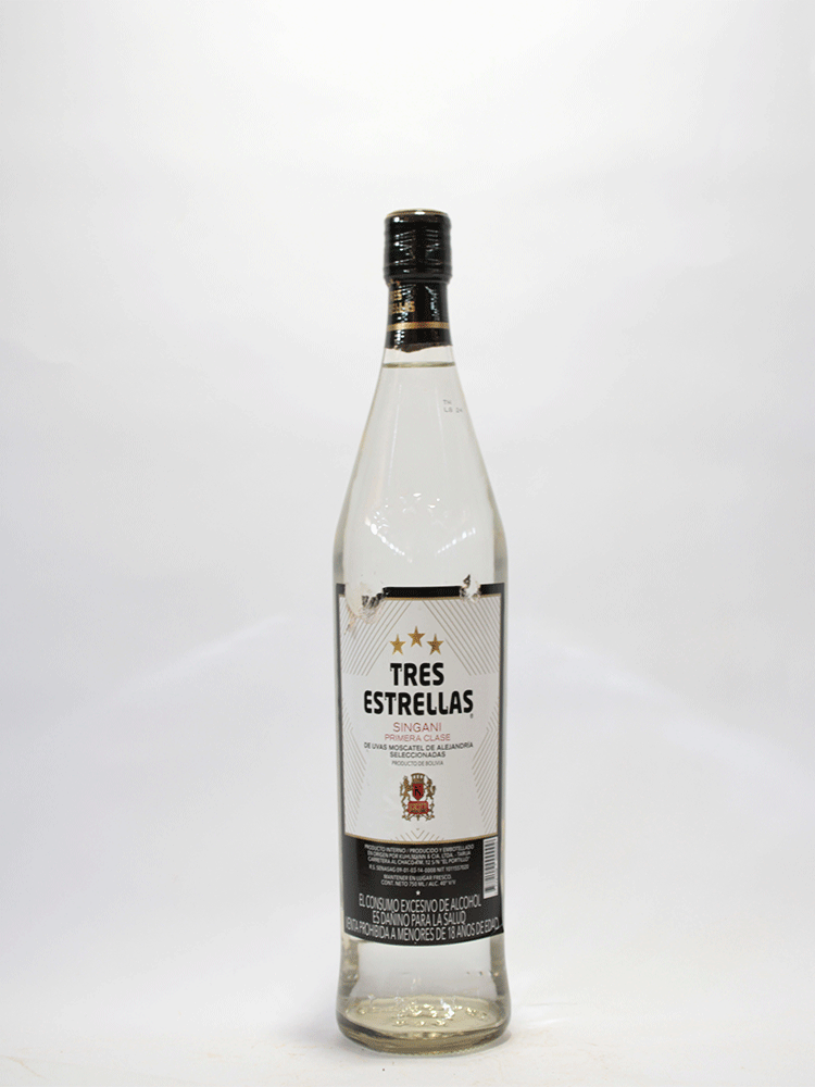 Tres Estrellas Singani de Primera Clase 750 ml.